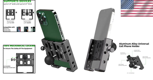 1'' Ball Aluminum Phone Holder for Motorcycles & Bikes - Universally Compatible