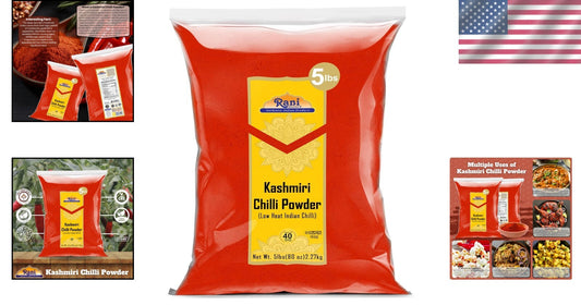 Authentic Kashmiri Chilli Powder 5lbs - Kosher & Vegan Spice for Gourmet Cooking