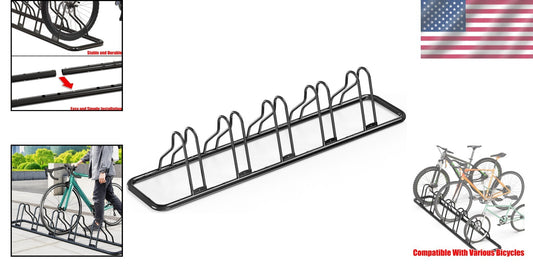 5-Compartment Bicycle Parking Rack - Easy Assembly & Sturdy Powder Coated Finish