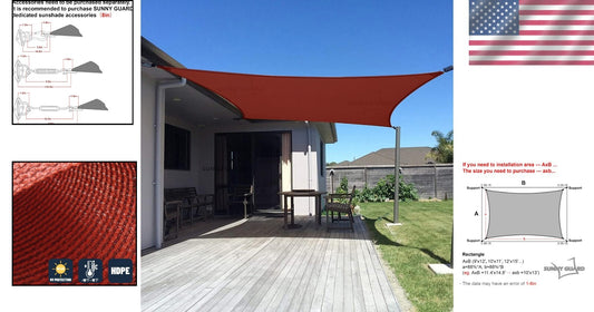 Customizable 12'x16' Rectangle UV-Blocking Shade Sail – Perfect for Gardens