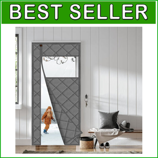 Elegant Gray Magnetic Thermal Insulated Curtain - Noise Reducing & Weatherproof