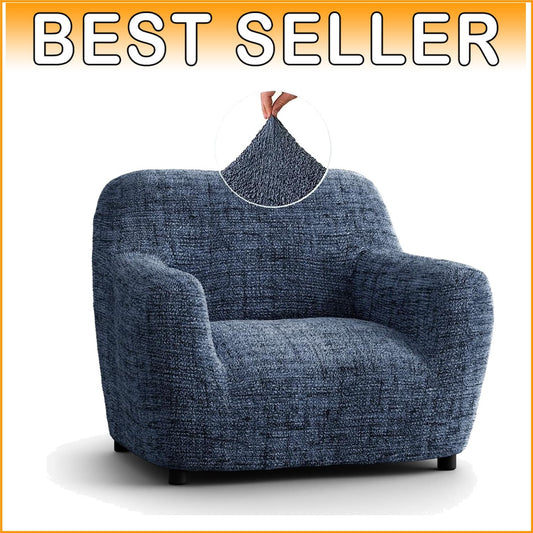 Vittoria Blue Stretch Armchair Slipcover – Soft, Washable Furniture Protector