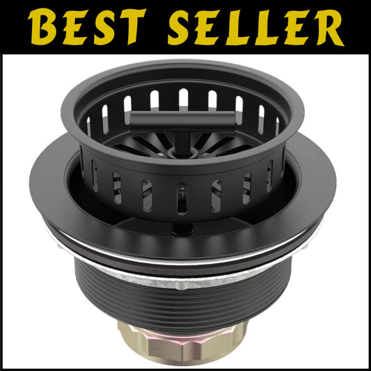 Easy Install Black Sink Drain Kit - 3 1/2" Stainless Steel with Removable Basket