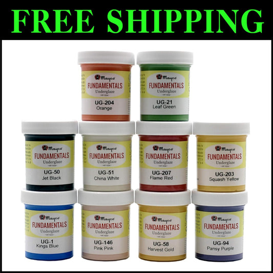 Ceramic Underglaze Paint Set with Free Guide - 10 Colors for All Skill Levels