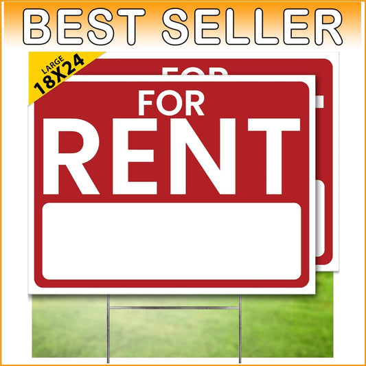Attractive 24" x 18" For Rent Sign Set with Customizable Features, 2 Pack