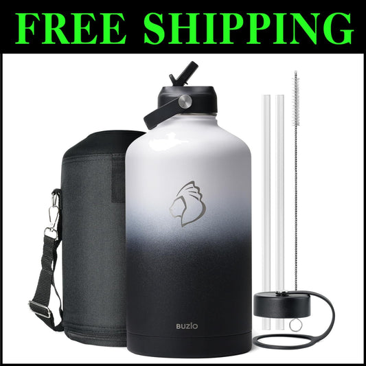 Travel-Friendly 1 Gallon Water Flask with Straw Lid - 48 Hour Cold Retention