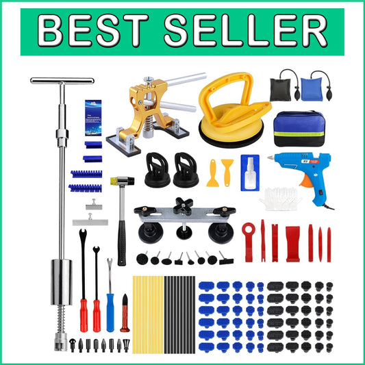 129pc Professional Dent Puller Kit with T-Bar & Bridge Puller for DIY Repairs