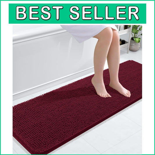 Burgundy 59x20 Chenille Bath Rugs - Extra Plush and Absorbent for Stylish Spaces