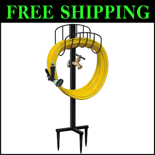 Portable Garden Hose Holder with Heavy-Duty Brass Faucet - Lightweight Design