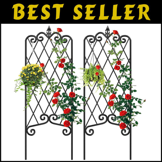 Versatile 60" x 18" Metal Garden Trellis for Ivy, Peas & Other Climbing Plants