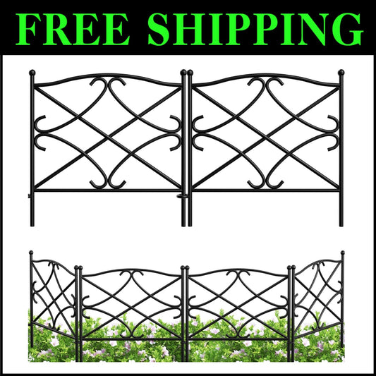 Sturdy 5-Piece Garden Fence Set - Easy Install 32in High Metal Edging for Yards