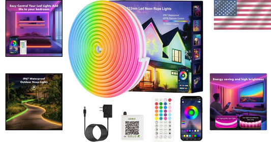 Cuttable Neon Rope Lights 100FT - App & Remote Control with 16 Million Colors