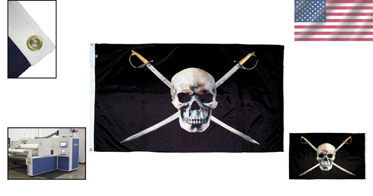 3x5 ft Nylon Pirate Flag with Brass Grommets - Perfect for Outdoor Use