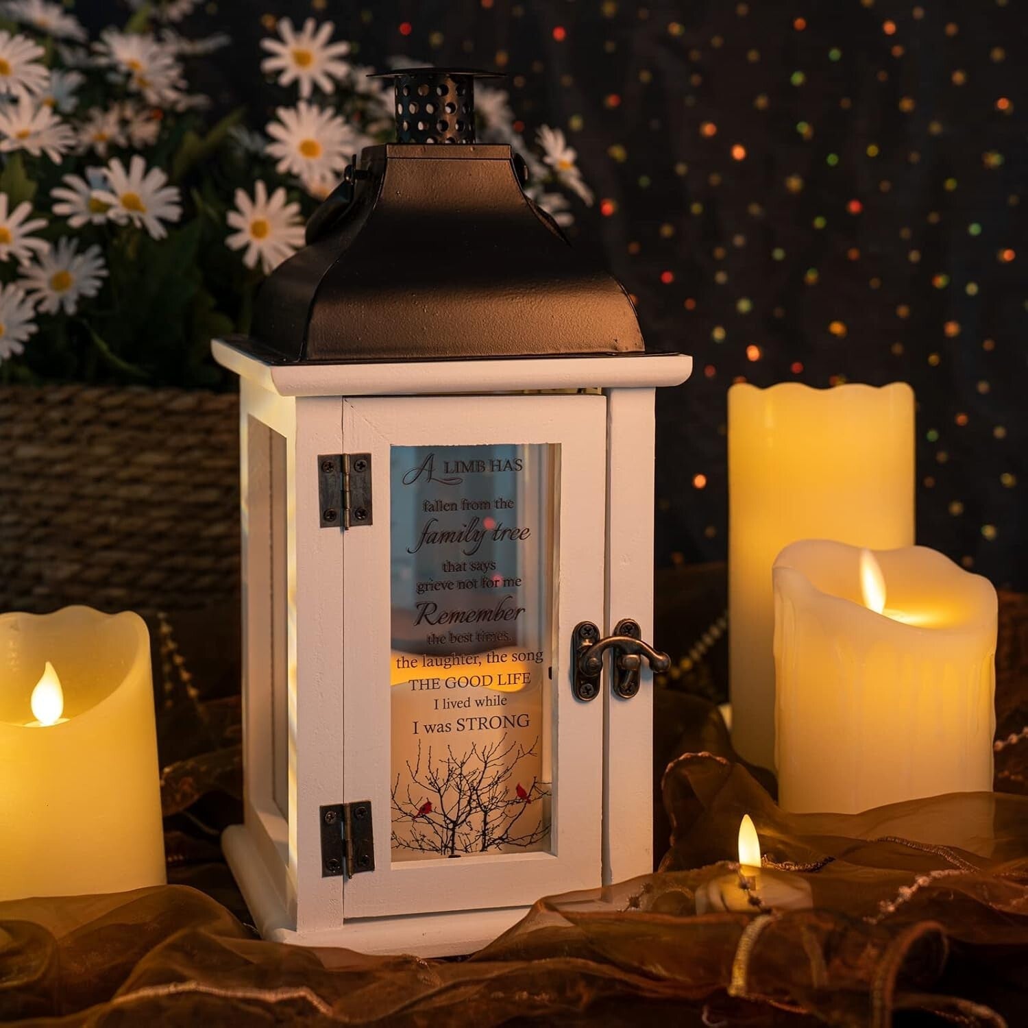 UV Printed Glass Memorial Lantern - Elegant Gift for Grieving Friends and Family