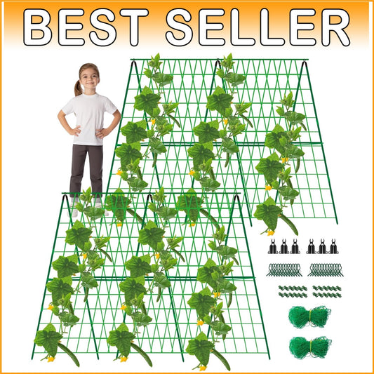 48" x 48" A-Frame Metal Trellis Set for Healthy Climbing Vegetables & Flowers
