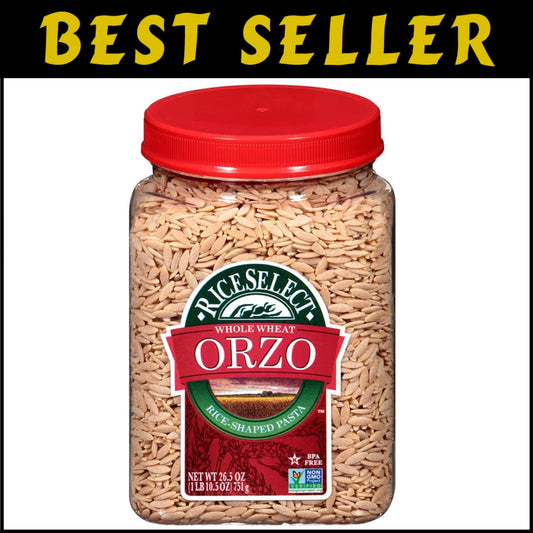 Nutritious Whole Wheat Orzo Pasta 4-Pack - Non-GMO, High Protein - 26.5-Oz Jars