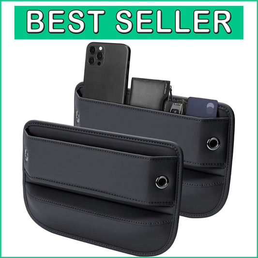 Elegant Leather Car Seat Organizer - 2-Pack Universal Gap Fillers for Interiors