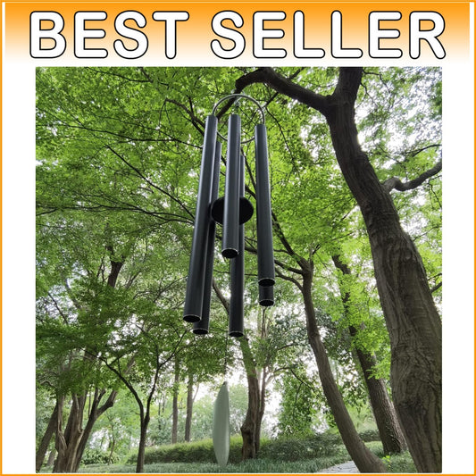 Elegantly Crafted 66-Inch Outdoor Wind Chimes - Perfect Sympathy Gift in Black