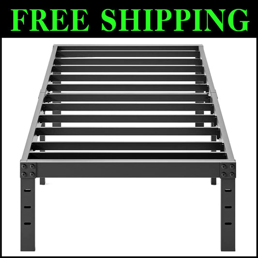 Durable 18-Inch Twin Platform Bed Frame - Supports Up To 800 lbs, Sleek Design