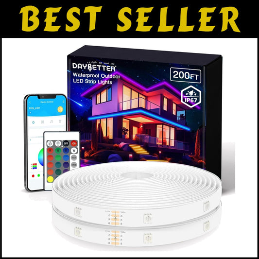 200ft IP67 Waterproof LED Strip Lights with Remote & App Control – RGB Ambiance