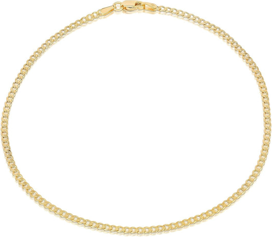 Elegant 14K Gold Anklet - 10 Inch Flat Mariner Chain for Classy Women