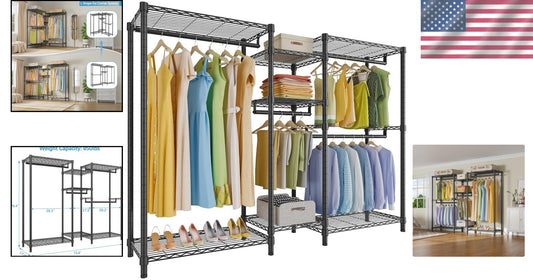 Heavy-Duty Garment Rack: Adjustable 5-Tier Clothes Organizer for Home & Office