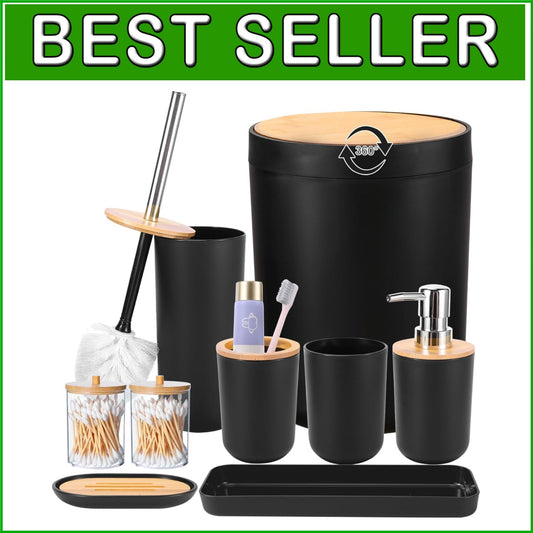 Elegant Black Bathroom Set - 9-Piece Accessories for Organization & Style