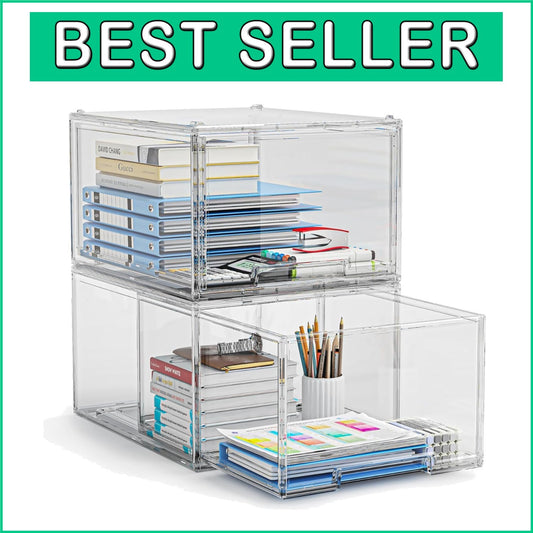 Durable 2 Drawer Clear Acrylic Desktop Organizers - Versatile Storage Solution