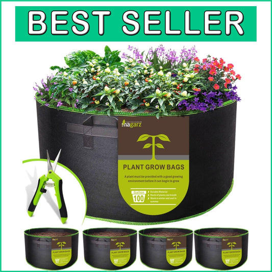 Durable Nonwoven 100 Gallon Grow Bags with Handles - 4-Pack Garden Solutions