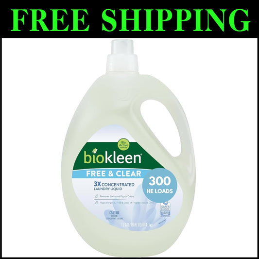 Free & Clear Hypoallergenic Plant-Based Laundry Detergent - 300 Loads, Unscented