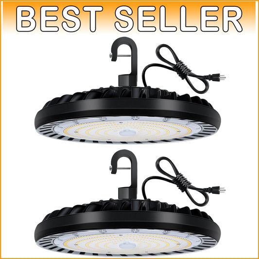 200W LED High Bay Light Fixture - 2 Pack 5000K Waterproof for Garage & Warehouse