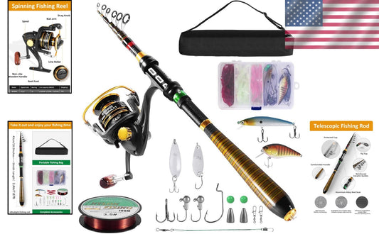 Portable Carbon Fiber Fishing Combo: 7.87ft Telescopic Rod with Spinning Reel