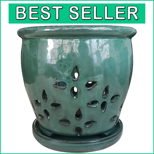 Attractive Polished Ceramic 7-Inch Planter with Drainage - Ideal for Windowsills