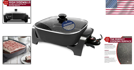 Extra Deep 12" Non-Stick Electric Skillet - 7.5Qt with Adjustable Temp Control