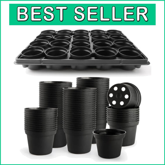 100-Pack 3 Inch Plastic Pots with 5 Seed Starter Trays - Effective Planting Kit