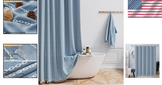 Elegant 72x84 Extra Long Shower Curtain - Vintage Stripe with Heavy-Duty Tassels