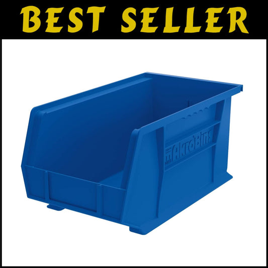 Stackable Blue Plastic Storage Bins - Space-Saving Organizers for Home & Garage