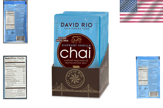 Elephant Vanilla Chai Tea Packets - 48 Single Serve 1.23 oz for Easy Enjoyment
