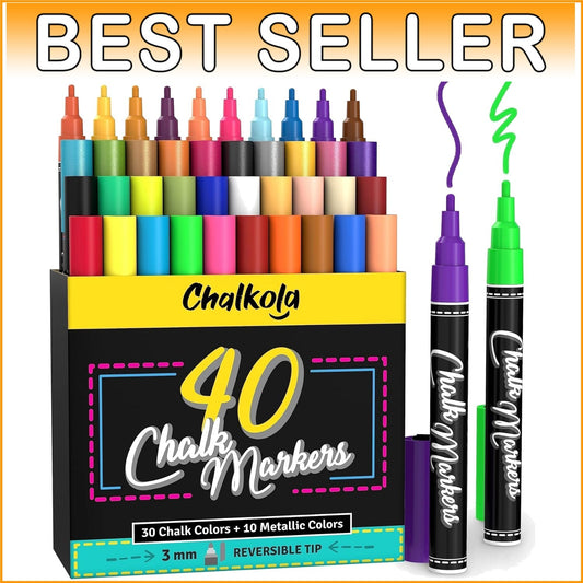 Versatile 40-Pack Liquid Fine Tip Chalk Pens for All Non-Porous Surfaces