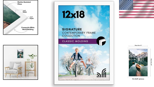Versatile 12x18 Wall-Mount Photo Frame with White Finish - Horizontal & Vertical