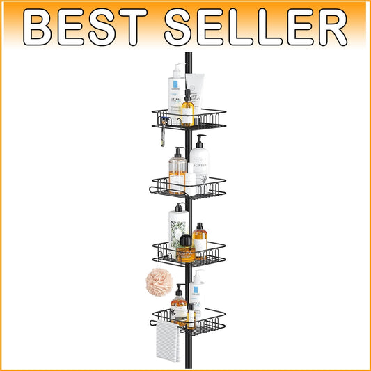 Durable Rust-Resistant Shower Organizer - Freestanding Tension Pole Caddy 113 In