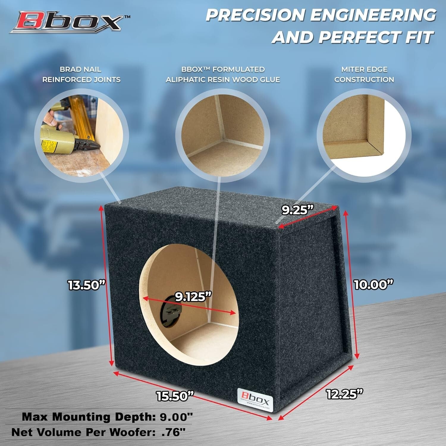 Sleek 10” Subwoofer Enclosure for Cars - Professional Grade Audio Enhancement