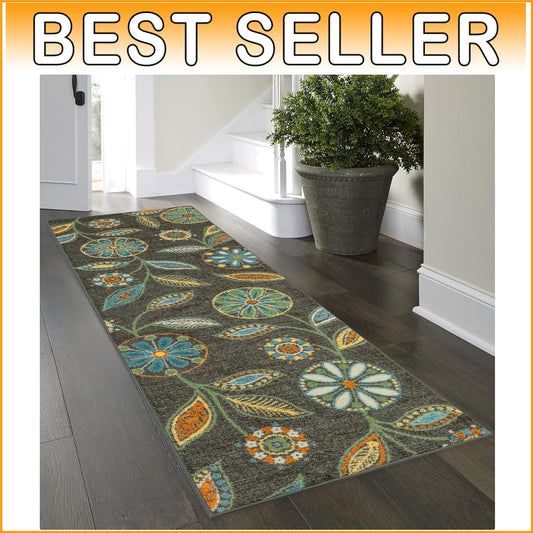 Durable Floral Runner Rug with Non-Slip Backing - Perfect for High Traffic Areas