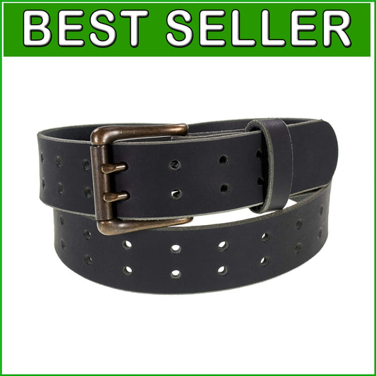 Durable Amish Crafted Leather Belt - Double Prong with Antique Finish 1½"