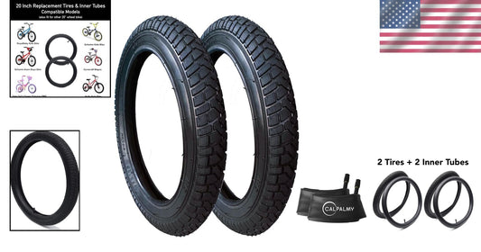 2 Sets of Extra-Thick 20 Inch Kids Bike Tires & Tubes - Safe & Impact Resistant