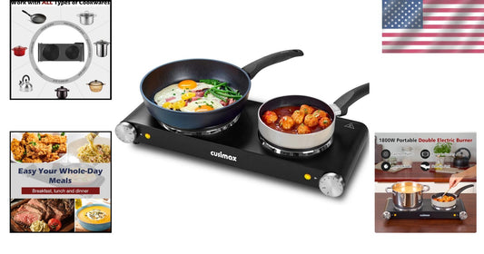 1800W Double Electric Hot Plate - Adjustable Temperature for Versatile Cooking