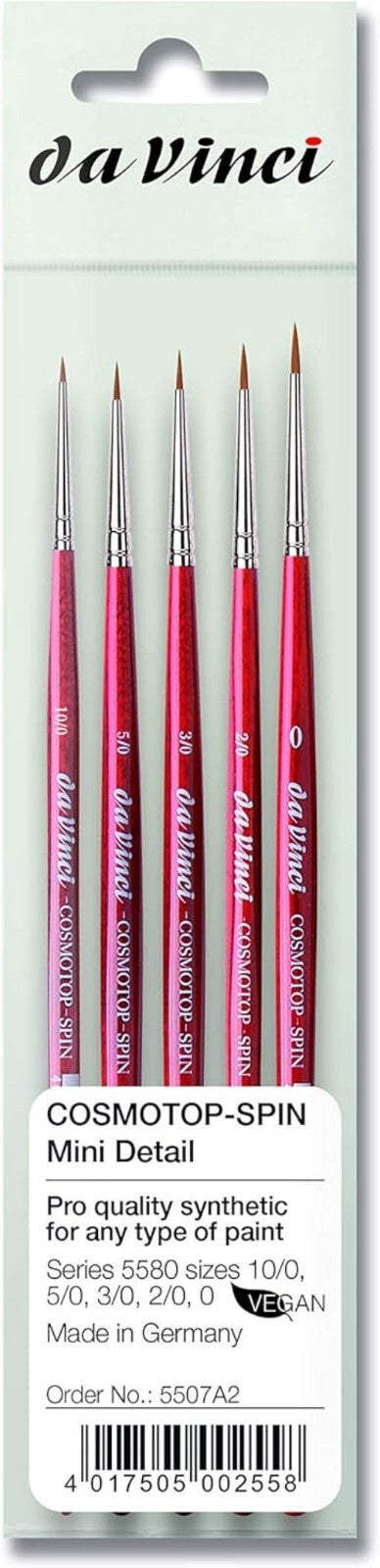 Eco-Friendly 5 Count Miniature Detail Brushes - Perfect for Watercolor & Acrylic