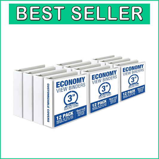 Economy 3-Inch 3-Ring Binders 12-Pack - Perfect for School & Office Use