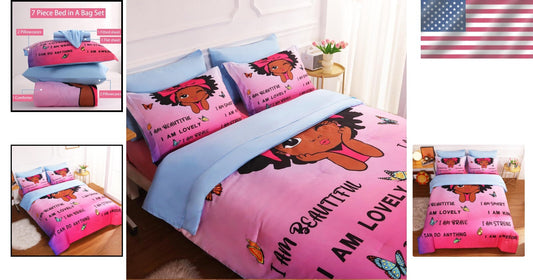 Full Size Black Girls Magic Comforter Set - 7 Piece Teen Bedding Collection