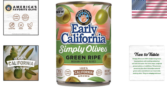 Delicious 12 Pack of Simply Olives Green Ripe Pitted Olives - Rich Buttery Taste